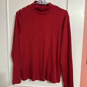 Croft & Barrow Red Ribbed Movk Turtleneck Top